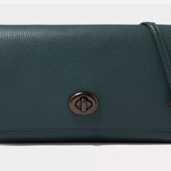 Coach Crosstown Crossbody Pebble Leather Bag Forest Green Purse - Picture 2 of 8